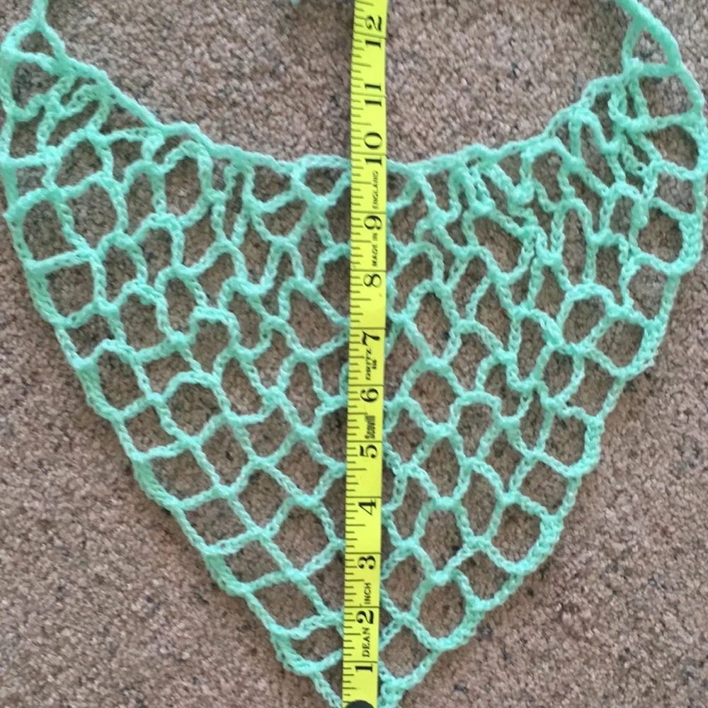 HAND CRAFTED Bandana Scarf Kerchief Crochet Mint Green - Picture 6 of 6